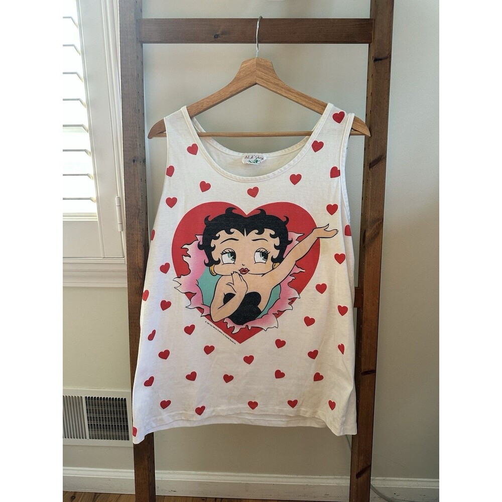 VTG 80s Betty Boop Heart Tank Top 1985 RARE Single Stitch Medium